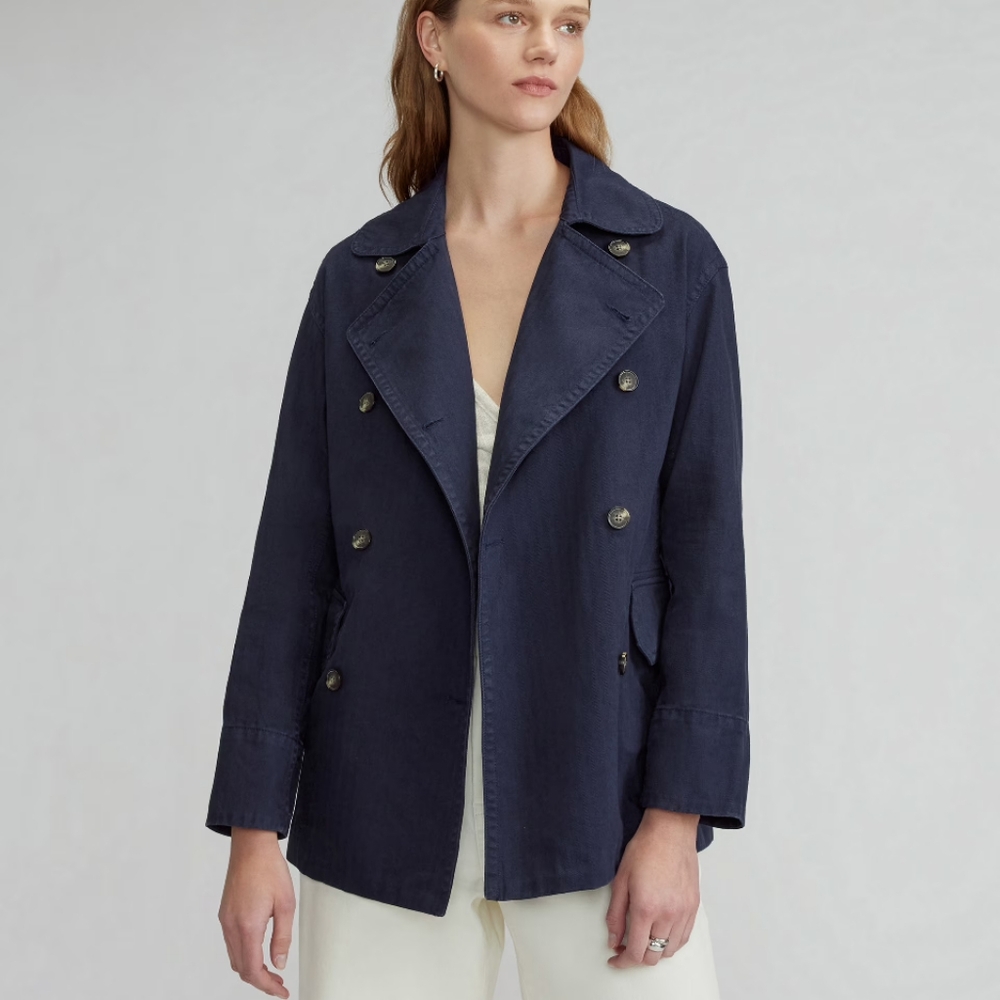 Everlane Navy Double-Breasted Pea Coat